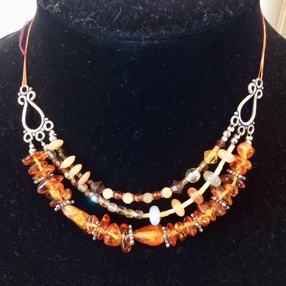 Very unique Amber necklace and earring set.